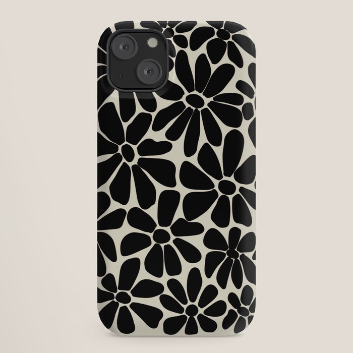 Black and White Retro Floral Art Print iPhone Case Gallery Image 18