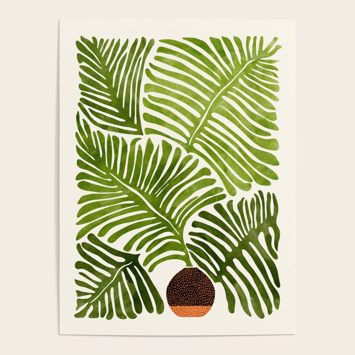 Summer Fern Simple Modern Watercolor Poster Gallery Image 2
