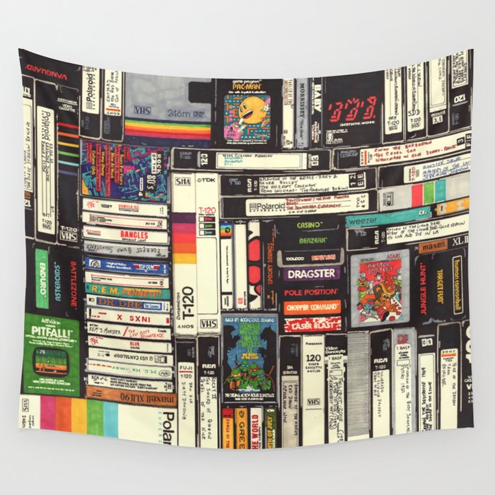 Cassettes, VHS and Video Games Wall Tapestry Gallery Image 4