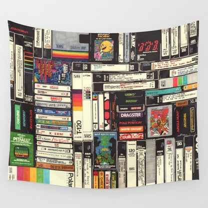 Cassettes, VHS and Video Games Wall Tapestry Gallery Image 3