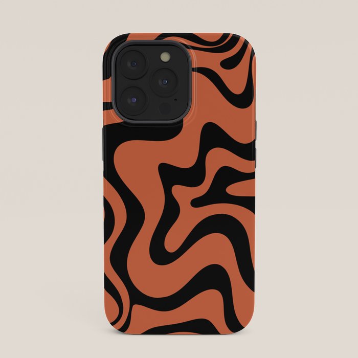 Retro Liquid Swirl Abstract Pattern in Black and Orange iPhone Case Gallery Image 35