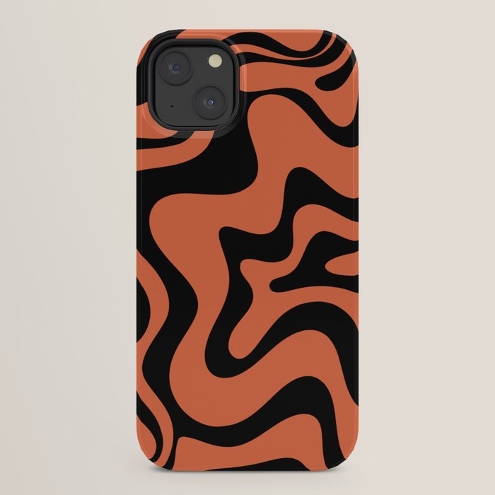 Retro Liquid Swirl Abstract Pattern in Black and Orange iPhone Case Gallery Image 22