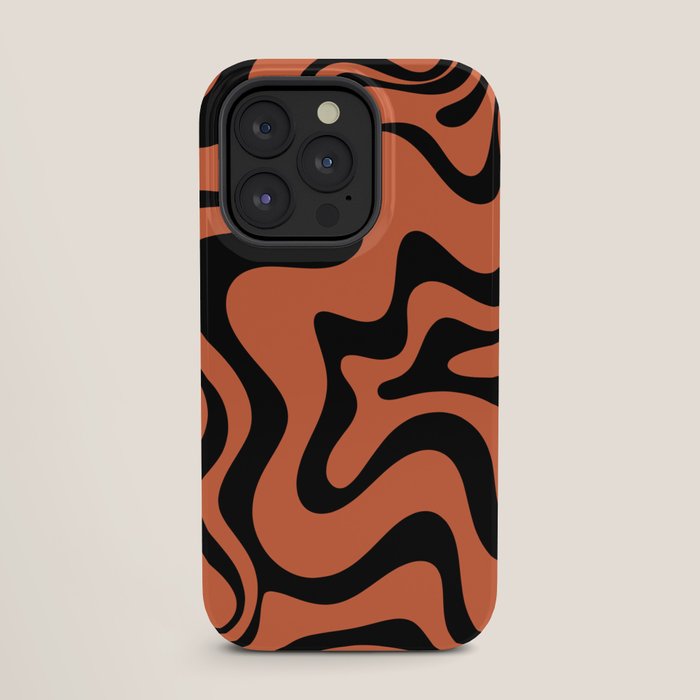 Retro Liquid Swirl Abstract Pattern in Black and Orange iPhone Case Gallery Image 27