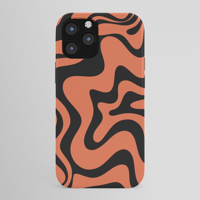 Retro Liquid Swirl Abstract Pattern in Black and Orange iPhone Case Gallery Image 43