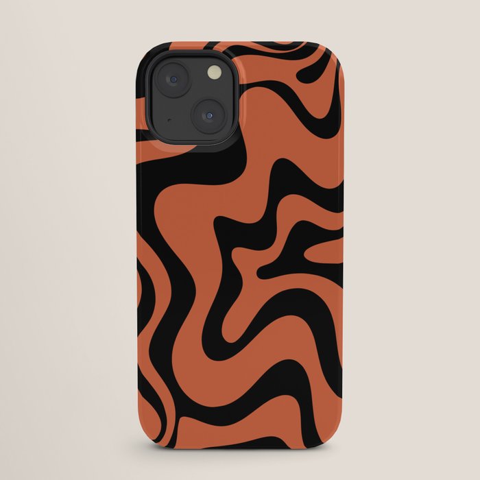 Retro Liquid Swirl Abstract Pattern in Black and Orange iPhone Case Gallery Image 25
