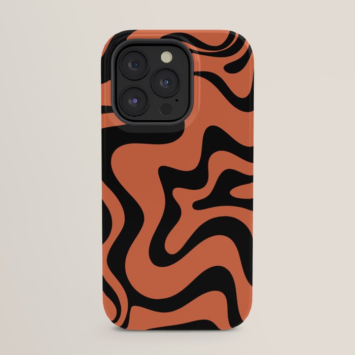 Retro Liquid Swirl Abstract Pattern in Black and Orange iPhone Case Gallery Image 23