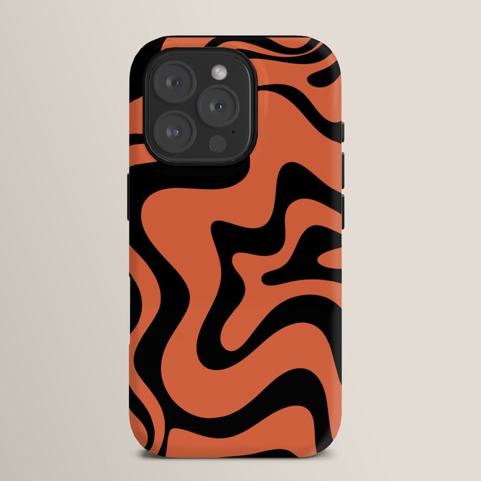 Retro Liquid Swirl Abstract Pattern in Black and Orange iPhone Case Gallery Image 15