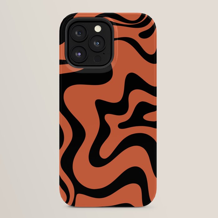 Retro Liquid Swirl Abstract Pattern in Black and Orange iPhone Case Gallery Image 32