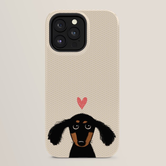 Dachshund Love | Cute Longhaired Black and Tan Wiener Dog iPhone Case Gallery Image 24
