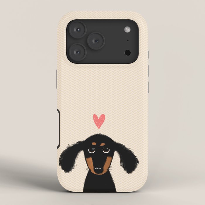 Dachshund Love | Cute Longhaired Black and Tan Wiener Dog iPhone Case Gallery Image 3