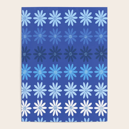 Ombre Abstract Daisies on Cobalt Blue Poster Gallery Image 1