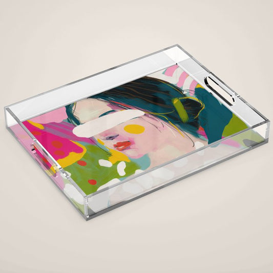 look at me, woman portrait contemporary Acrylic Tray Gallery Image 1