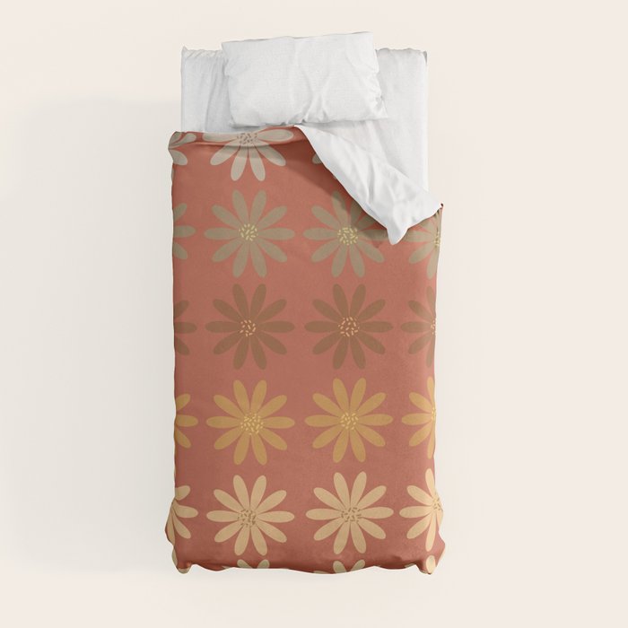 Ombre Abstract Daisies on Mandarin Orange Duvet Cover Gallery Image 9