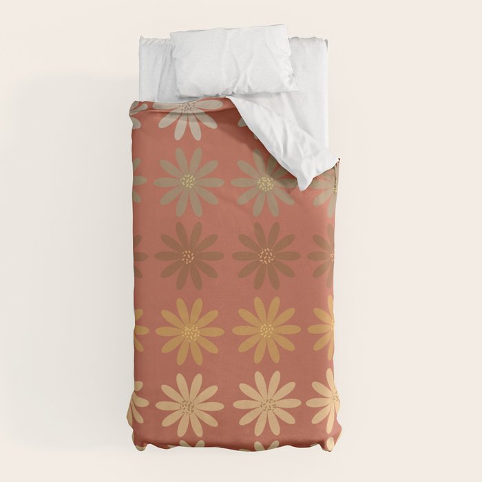 Ombre Abstract Daisies on Mandarin Orange Duvet Cover Gallery Image 10