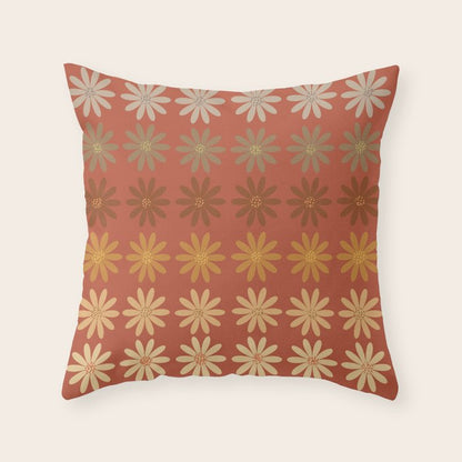 Ombre Abstract Daisies on Mandarin Orange Throw Pillow Gallery Image 3