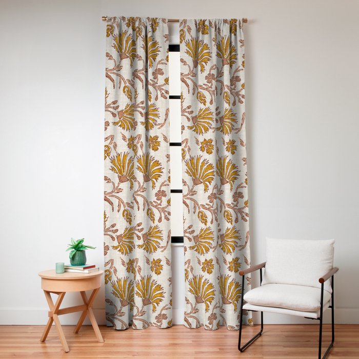 KALAMI FLORAL MUSTARD Window Curtain Gallery Image 4