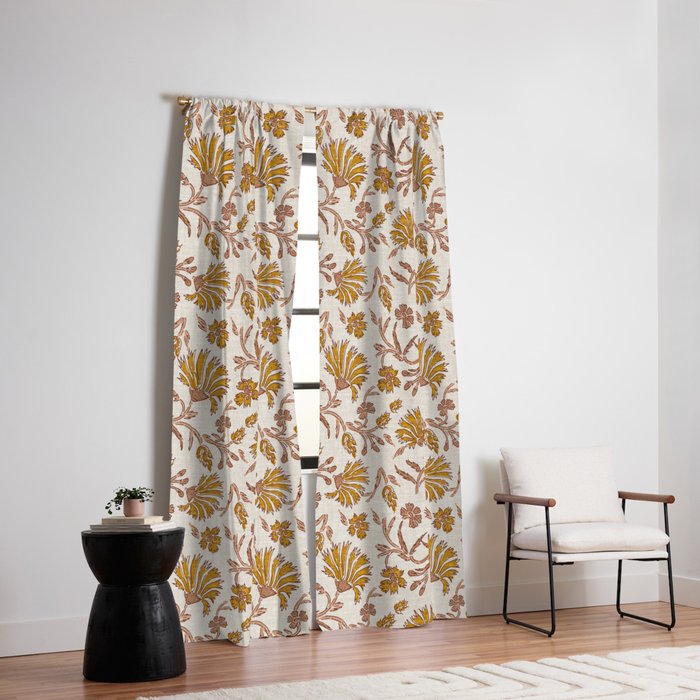 KALAMI FLORAL MUSTARD Window Curtain Gallery Image 6