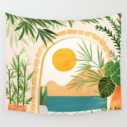 Villa View Tropical Landscape / Villa Series Wall Tapestry Gallery Image 1
