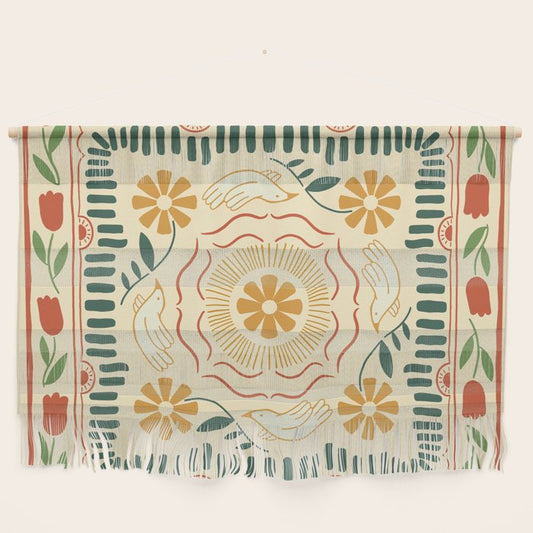 Scandinavian Doves in Winter Colors Wall Hanging Gallery Image 1