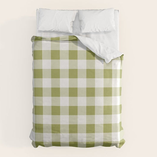 Gingham Large Green White Duvet Cover Gallery Image 1