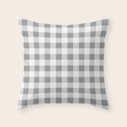 Gingham Large Gray White Throw Pillow Gallery Image 4