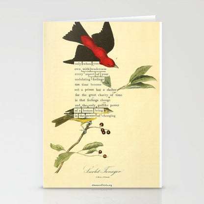 Bird Divinations: Scarlet Tanager (about: almanacofbirds.org) Stationery Card Gallery Image 1