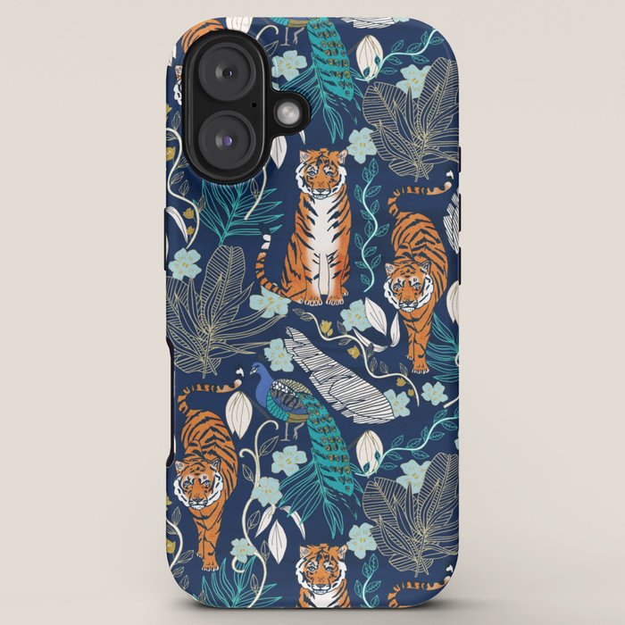Tiger Toile on Navy iPhone Case Gallery Image 5