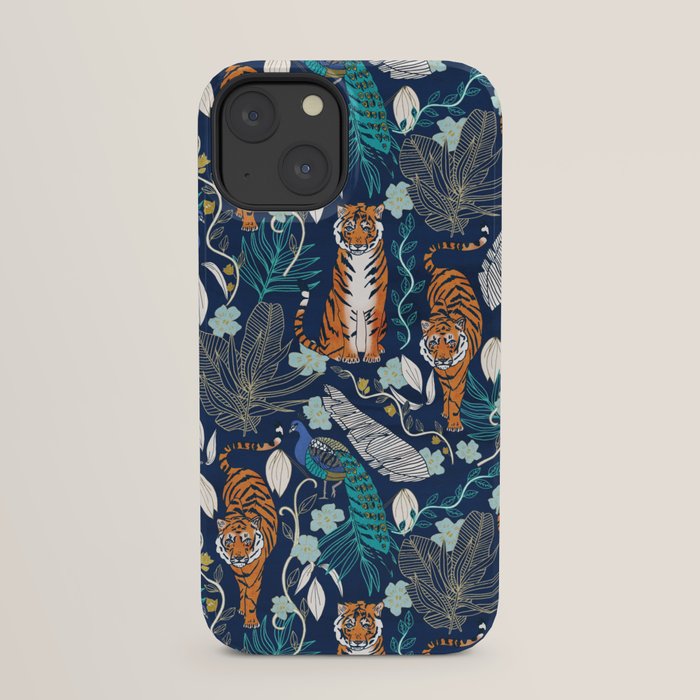 Tiger Toile on Navy iPhone Case Gallery Image 21