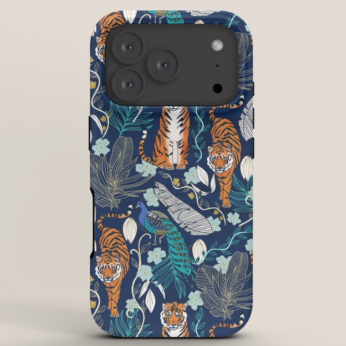 Tiger Toile on Navy iPhone Case Gallery Image 7