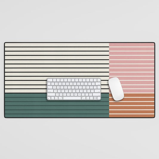 Color Block Line Abstract V Colorful Retro Desk Mat Gallery Image 1