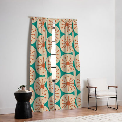 Atomic Dots Retro Midcentury Modern Pattern in Mid Mod Orange, Beige, and Turquoise Teal Window Curtain Gallery Image 6
