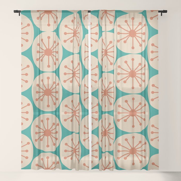 Atomic Dots Retro Midcentury Modern Pattern in Mid Mod Orange, Beige, and Turquoise Teal Window Curtain Gallery Image 21
