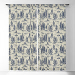 Alien Abduction Toile De Jouy Pattern in Blue Window Curtain Gallery Image 1