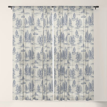 Alien Abduction Toile De Jouy Pattern in Blue Window Curtain Gallery Image 17