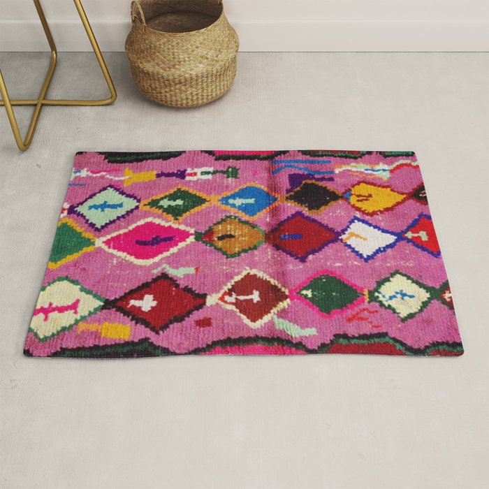 Very Colorful Retro Moroccan Rug Print Rug Gallery Image 1