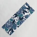 Watercolor navy blue mauve green blue roses flowers Yoga Mat Gallery Image 1