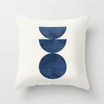 Woodblock navy blue Mid century modern Throw Pillow Gallery Image 1