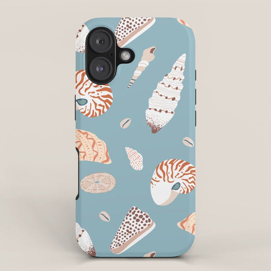 Vintage sea shell flat illustration pattern iPhone Case Gallery Image 1