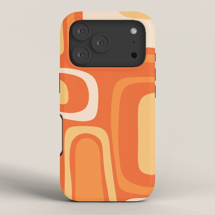 Palm Springs Mid Century Modern Abstract Pattern in Bright Orange Tangerine Tones iPhone Case Gallery Image 3