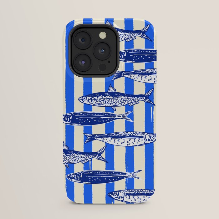 Swimming Sardines - Blue Striped Coastal Art iPhone Case Gallery Image 31