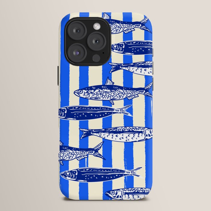Swimming Sardines - Blue Striped Coastal Art iPhone Case Gallery Image 16