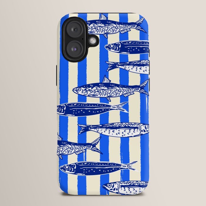 Swimming Sardines - Blue Striped Coastal Art iPhone Case Gallery Image 14