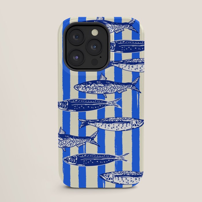 Swimming Sardines - Blue Striped Coastal Art iPhone Case Gallery Image 27