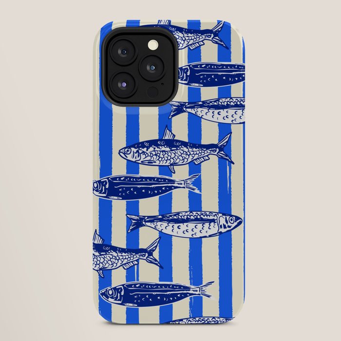 Swimming Sardines - Blue Striped Coastal Art iPhone Case Gallery Image 28