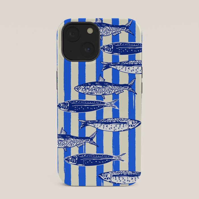 Swimming Sardines - Blue Striped Coastal Art iPhone Case Gallery Image 33