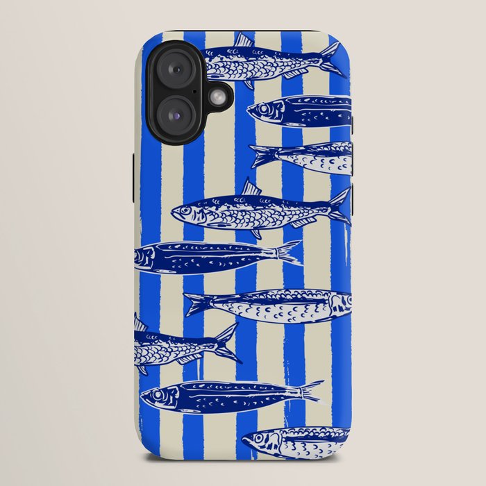 Swimming Sardines - Blue Striped Coastal Art iPhone Case Gallery Image 10