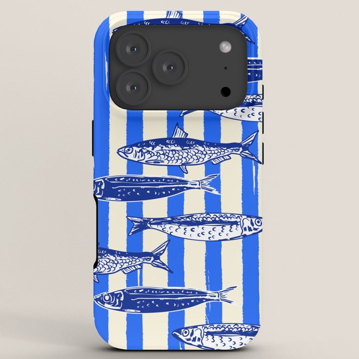 Swimming Sardines - Blue Striped Coastal Art iPhone Case Gallery Image 7