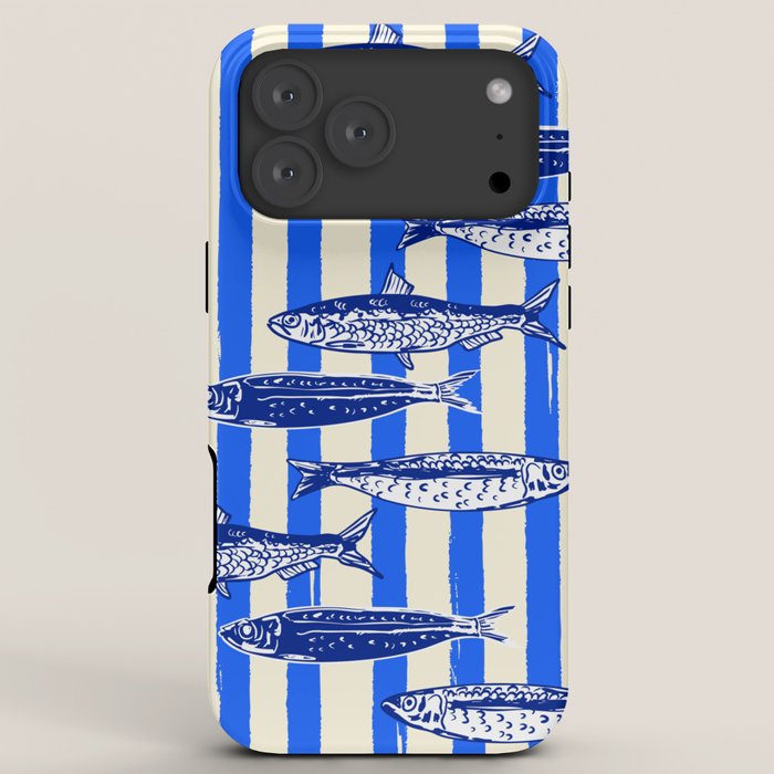 Swimming Sardines - Blue Striped Coastal Art iPhone Case Gallery Image 8