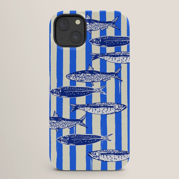 Swimming Sardines - Blue Striped Coastal Art iPhone Case Gallery Image 26