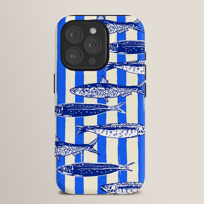 Swimming Sardines - Blue Striped Coastal Art iPhone Case Gallery Image 15